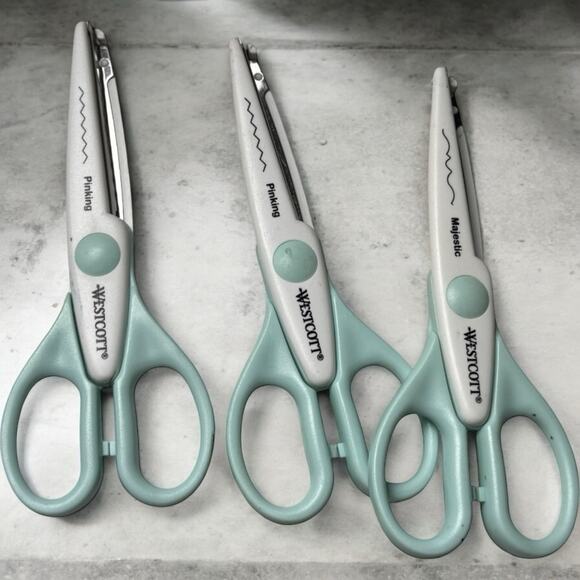 Westcott Decorative Scissors Three Piece Set in Mint & White - Picture 2 of 9